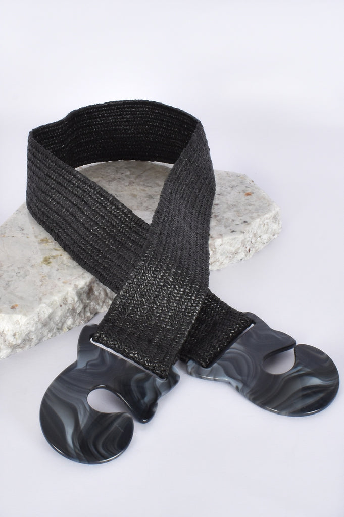 Adorne Resin Buckle Stretch Belt Black - Global Free Style