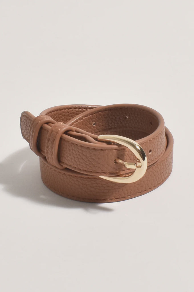 Keely Thin Jeans Belt Tan - Global Free Style