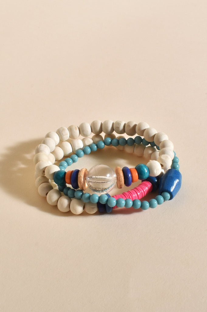 Adorne Beach Lover Mixed Stretch Bracelet Set Blue/Multi - Global Free Style