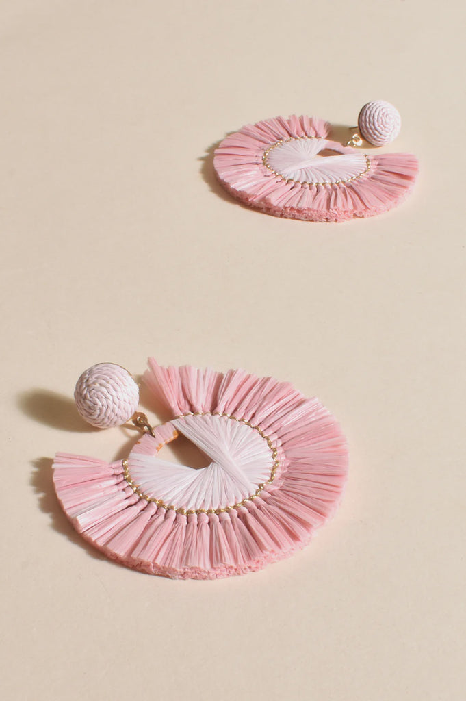 Adorne Two Tone Raffia Event Earrings Pink/Multi - Global Free Style