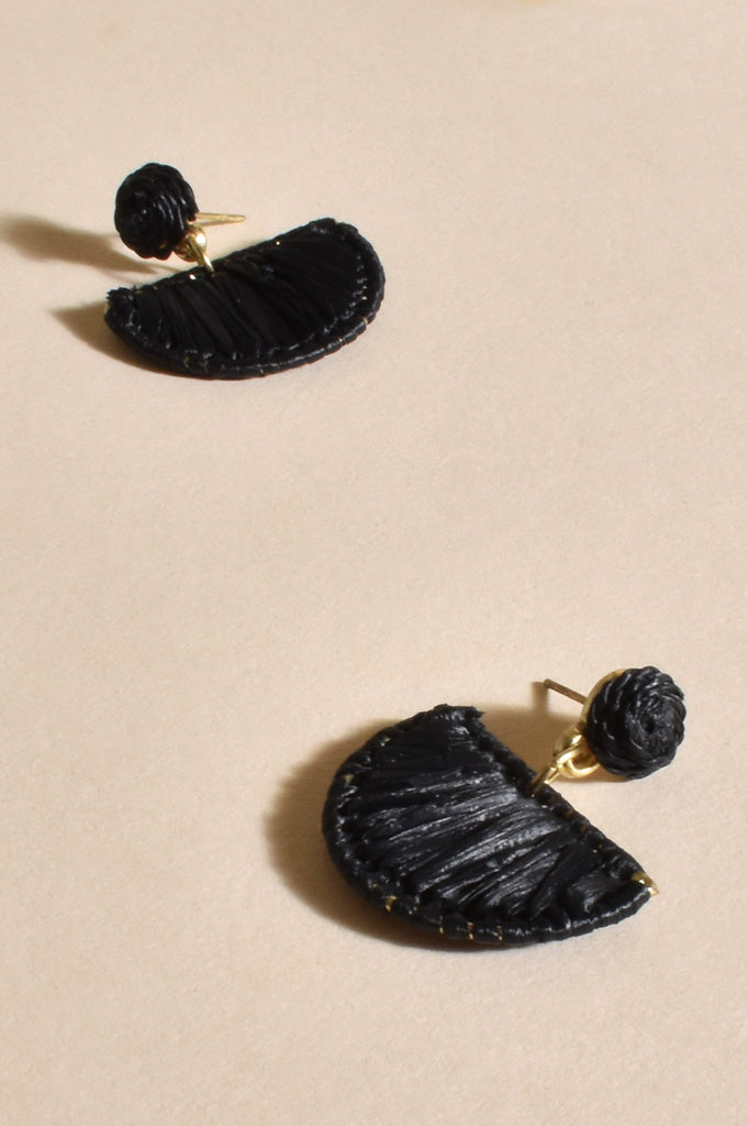 Adorne Crescent Drop Everyday Earrings Black/Gold - Global Free Style