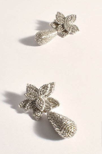 Aila Beaded Event Earrings Silver - Global Free Style
