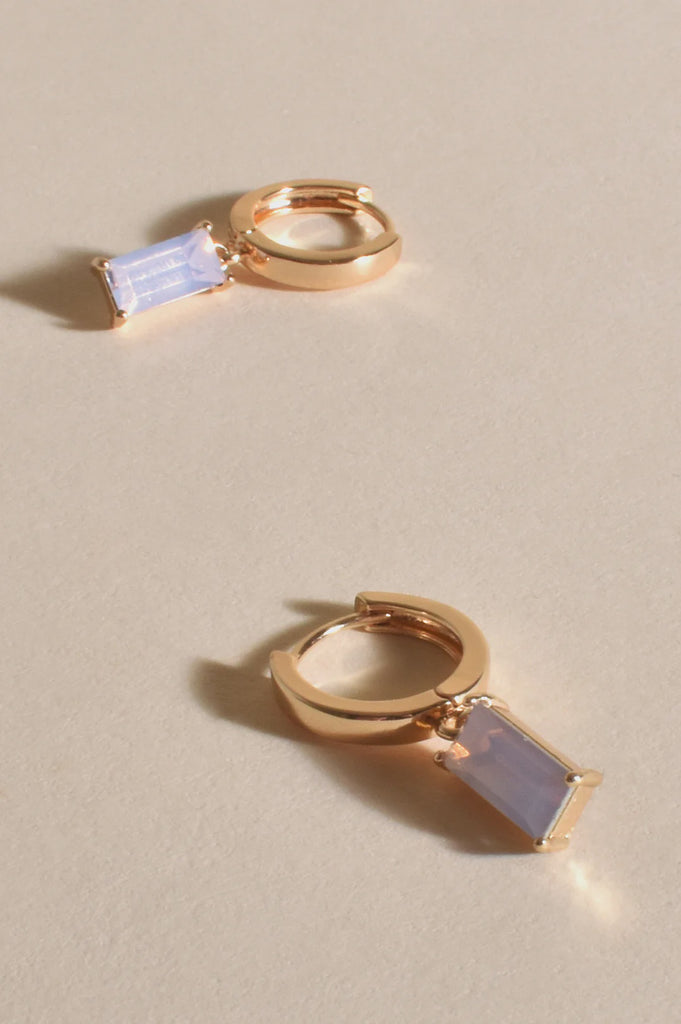 Adorne Ashton Rectangle Drop Mini Hoops Pink/Gold - Global Free Style
