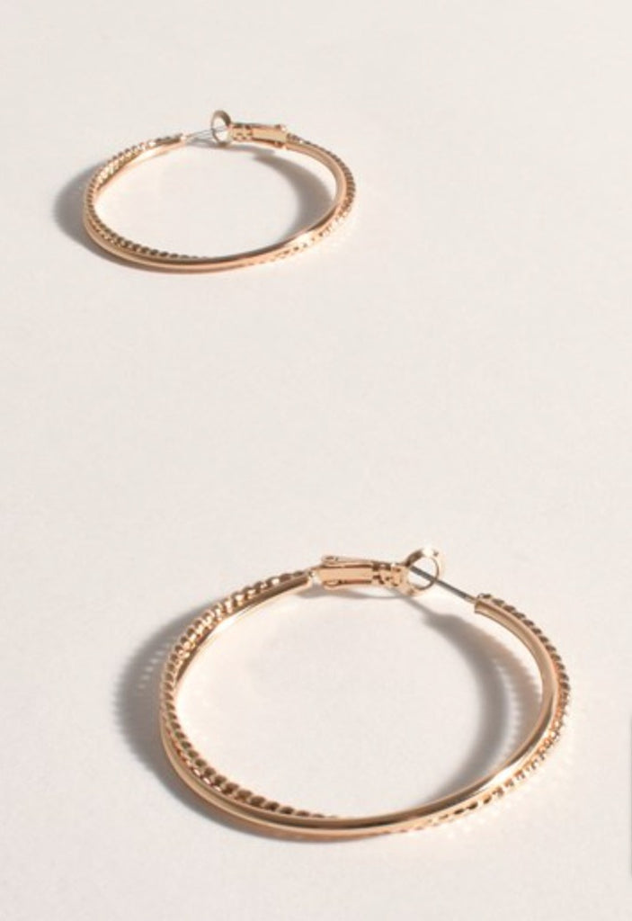 Fine Chain Twist Midi Hoops Gold - Global Free Style