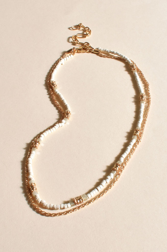 Lucinda Mixed Layered Necklace Natural/Gold - Global Free Style