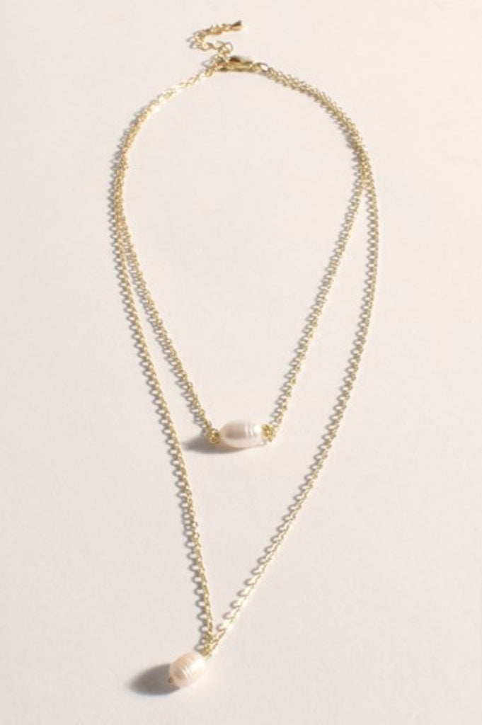 Fine Pearl Layer Necklace Gold/Cream - Global Free Style