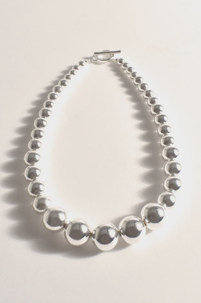 Graduated Metal Ball Toggle Necklace Silver - Global Free Style