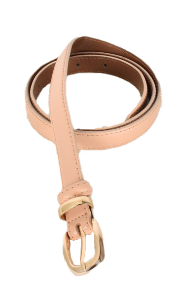 Adorne Essential Vegan Leather Thin Belt Nude/Gold - Global Free Style