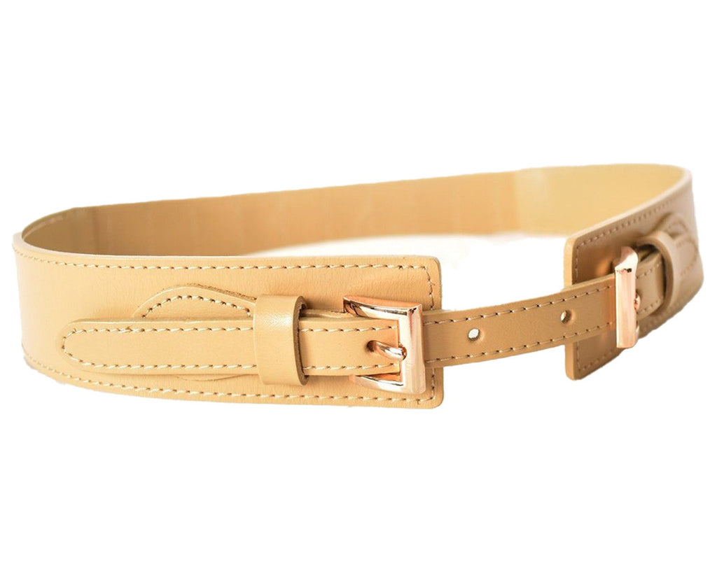 Adorne Western Buckle Waist Belt Camel/ Gold - Global Free Style