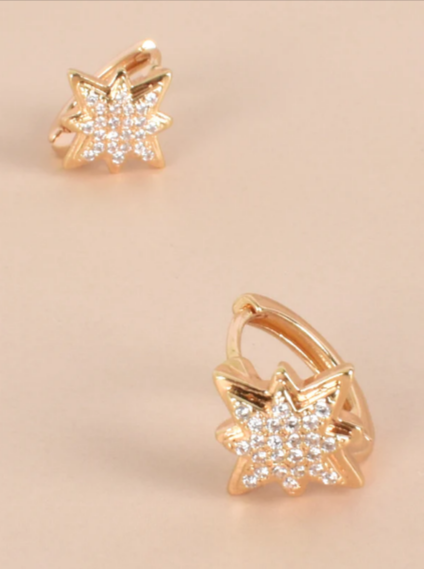 Adorne Aim for the Stars Mini Hoops Gold/Crystal - Global Free Style