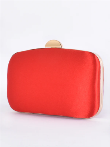 Adorne Alayna Satin Structured Clutch Red - Global Free Style
