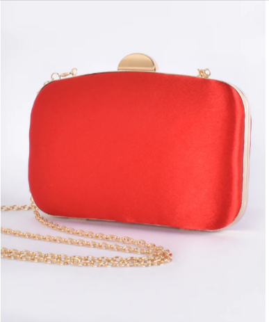 Adorne Alayna Satin Structured Clutch Red - Global Free Style