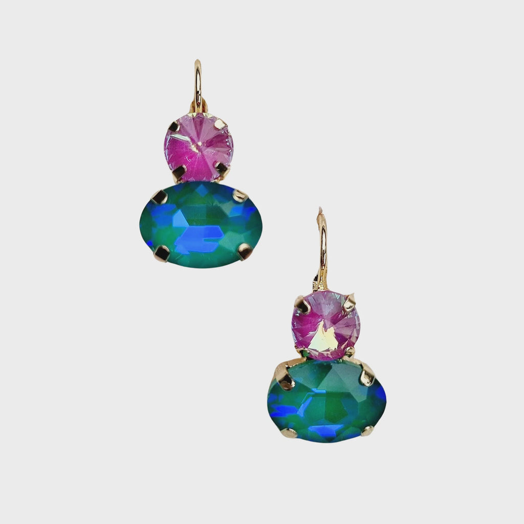 Angelique Gem Earring Pink Green - Global Free Style