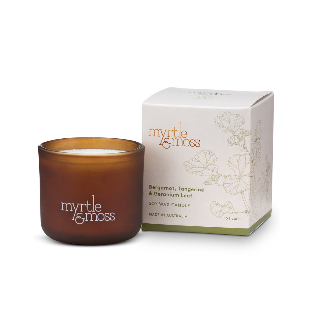 Myrtle & Moss Soy Wax Candle Mini Bergamot Rind, Tangerine &... - Global Free Style
