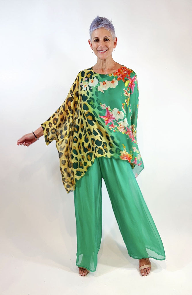 La Strada Silk Pants Gucci Green - Global Free Style