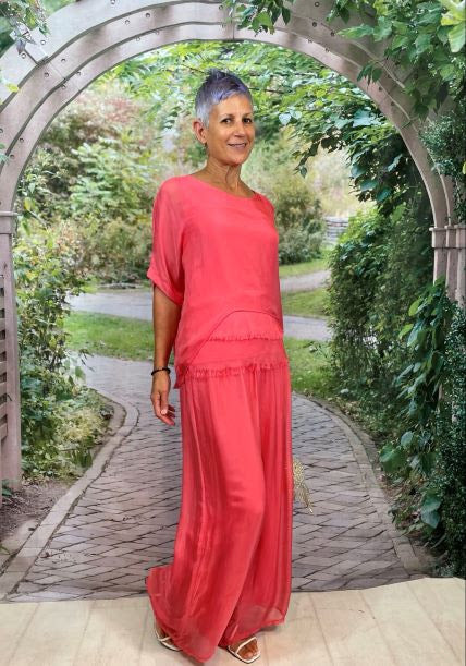La Strada Silk Pants Pink - Global Free Style