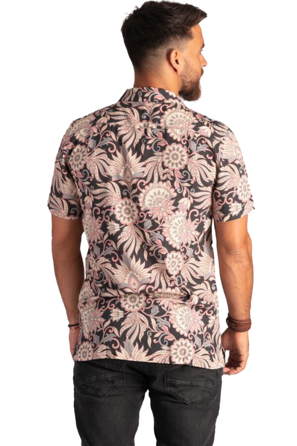 Skumi Mens Button Up Short Sleeve Shirt Plant World - Global Free Style