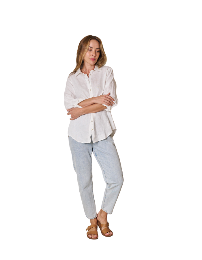 Perry Linen Shirt White - Global Free Style