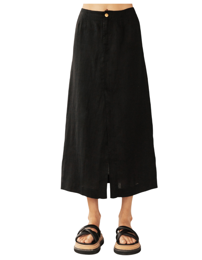 Evelyn Linen Skirt Black - Global Free Style
