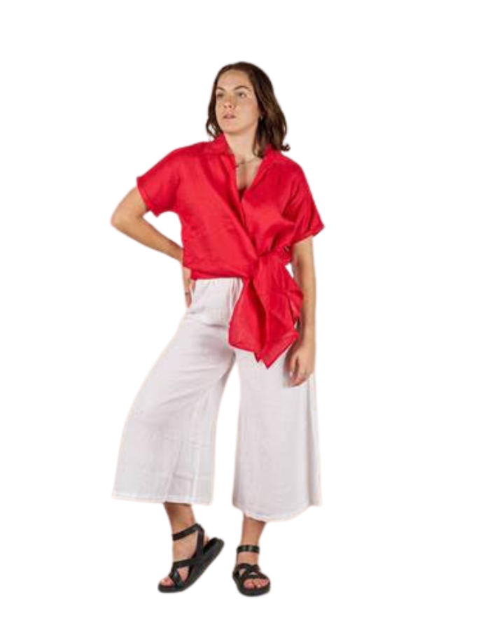 Baker Linen Shirt Red - Global Free Style