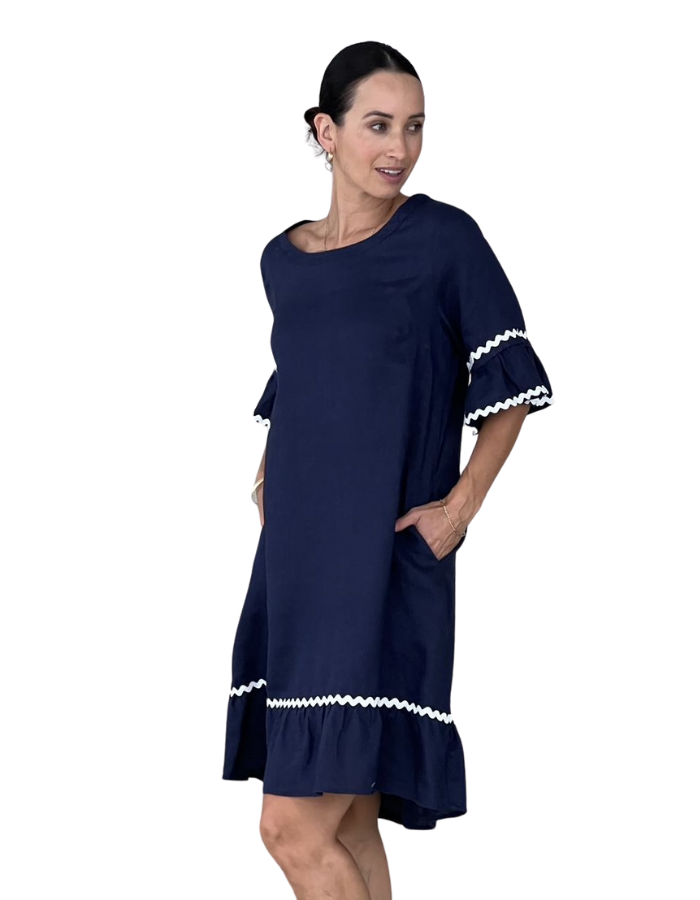 Whisper Linen Dress Blue - Global Free Style