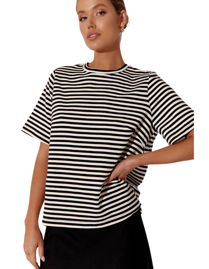 Arden Stripe Knit Tshirt Stripe - Global Free Style