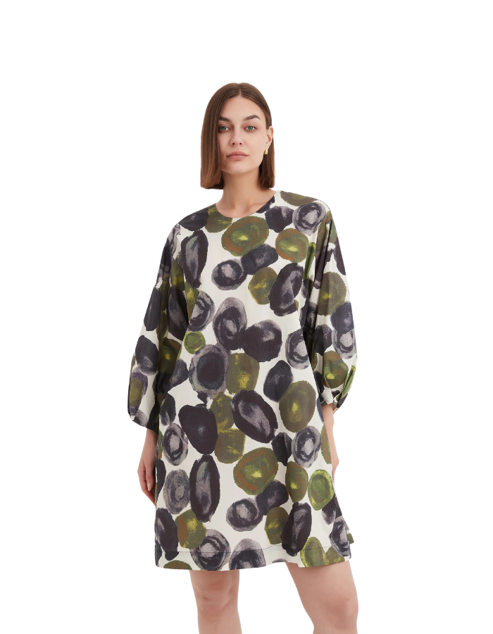 Tuck Cuff Oversized Dress Moss Spot - Global Free Style