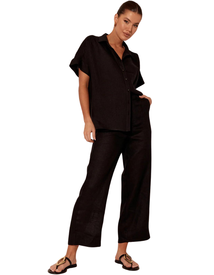Delaney Linen Pant Black - Global Free Style