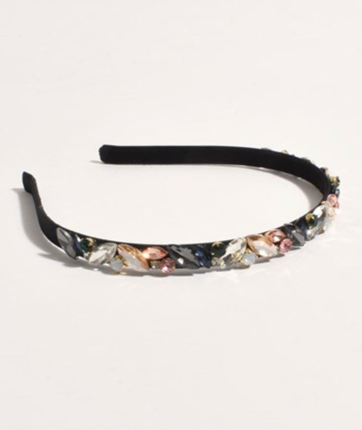 Jewelled Thin Event Headband Black Multi - Global Free Style
