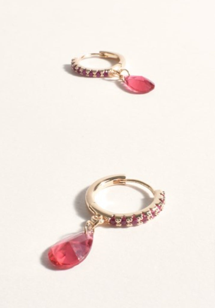 Mini Jewel Diamante Hoops Pink/Gold - Global Free Style