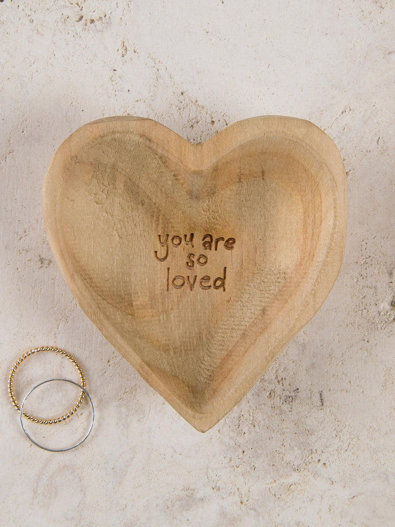 Wooden Heart Trinket Jewelry Dish - You Are Loved - Global Free Style