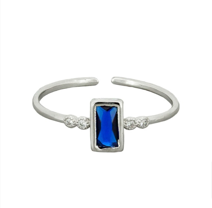 Silver Blue Crystal Zoe Ring Rings Tiger Tree   