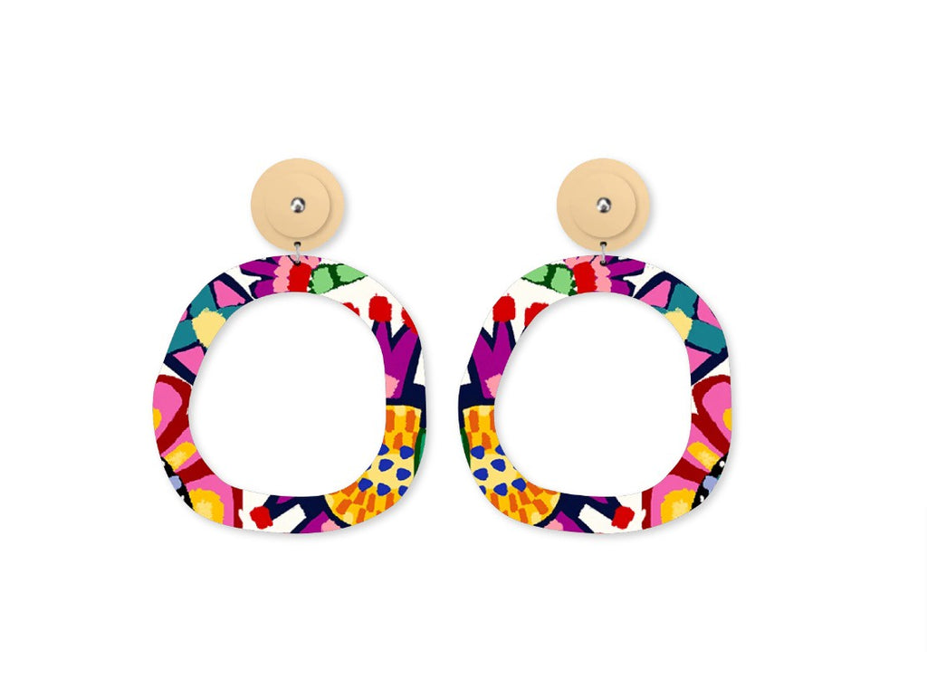 Miss Moresby Paradiso Organic Outline Circle Stud Earrings - Global Free Style