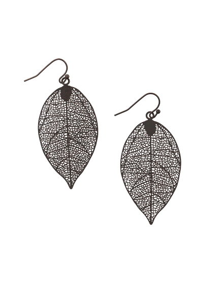 Tiger Tree Small Leaf Earrings Black Earrings Tiger Tree   