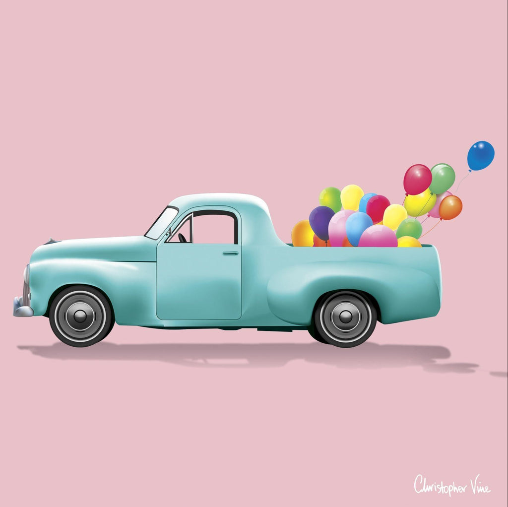 Christoher Vine Greeting Card FJ Ute and Balloons - Global Free Style