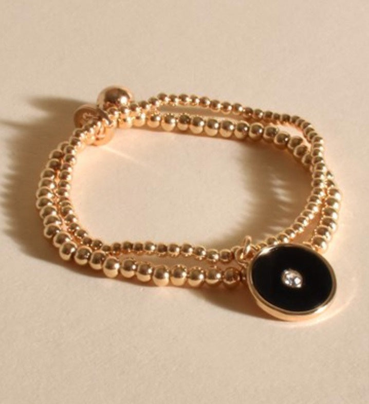 Adorne Lucca Enamel Charm Bracelet Gold/Black - Global Free Style