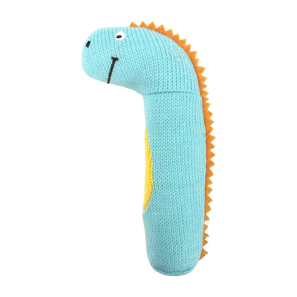 Hand Rattle – Knit – Dinosaur Blue - Global Free Style