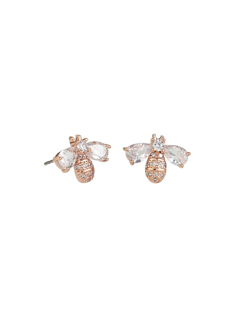 Tiger Tree Rose Gold Crystal Bee Studs Earrings Tiger Tree   