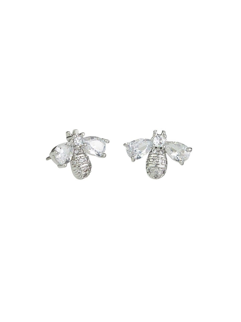 Tiger Tree Silver Crystal Bee Studs - Global Free Style