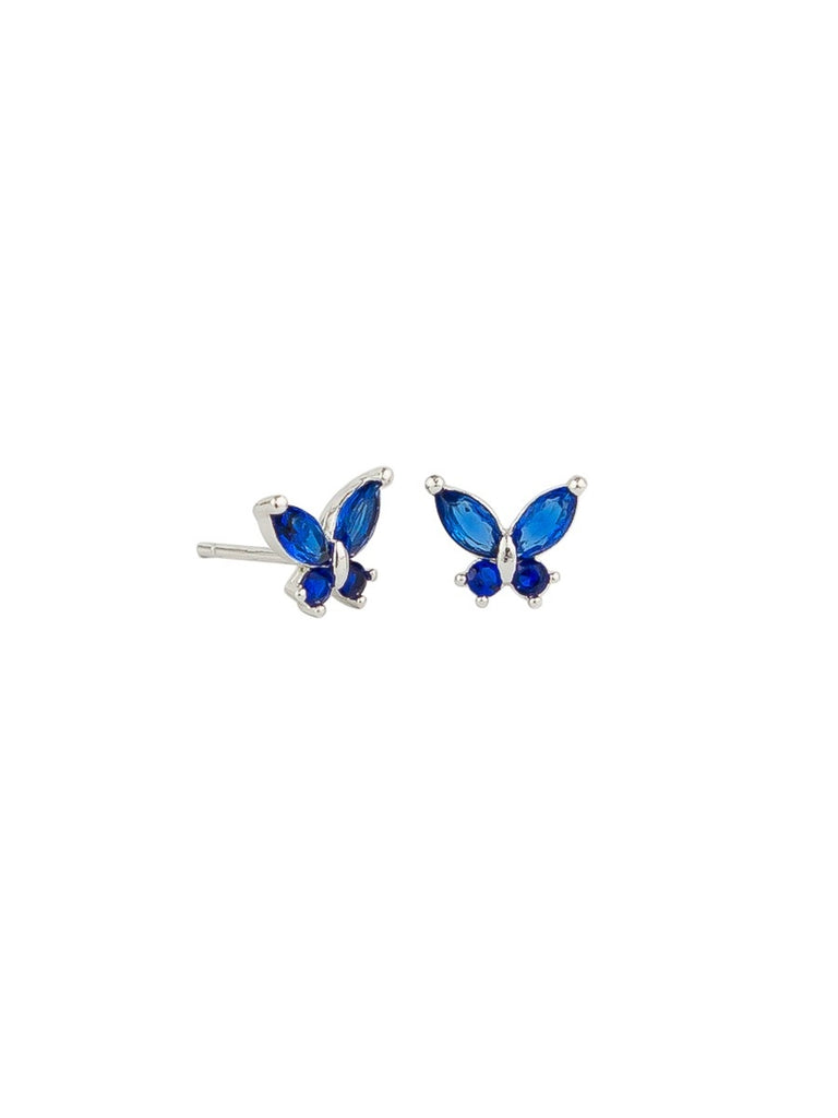 Tiger Tree Sapphire Blue Crystal Butterfly Studs - Global Free Style