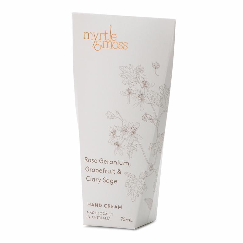Myrtle & Moss Hand Cream 75mL Rose Geranium, Grapefruit & Clary Sage - Global Free Style