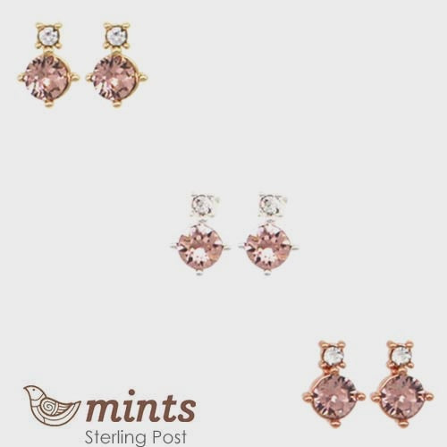 Double Crystal Post Earring Lt Peach - Global Free Style