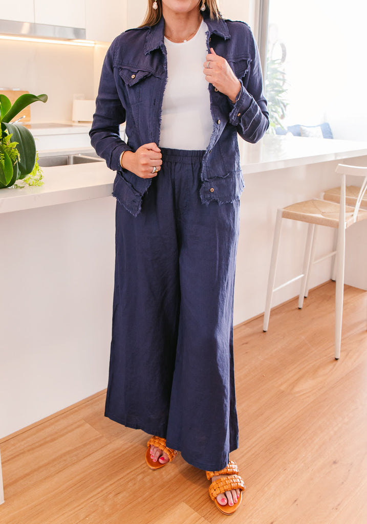 Soul Sparrow Linen Pants Navy - Global Free Style